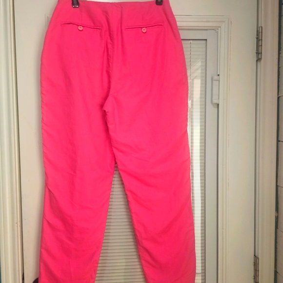 Lilly Pulitzer Preppy Resort Wear Hot Pink Flat Front Linen/Cotton Pants, 10! - Picture 1 of 11